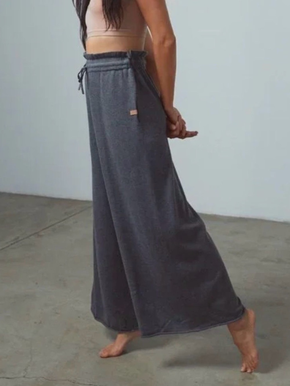 Lunya Cozy Cotton Silk Relaxed Crop Pants Restful Grey Heather size XL